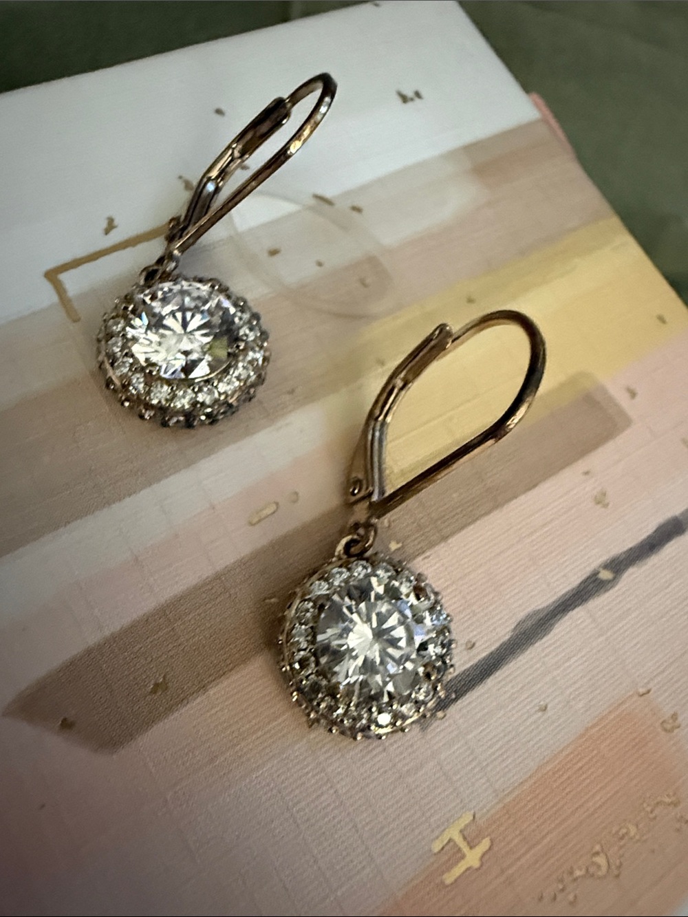 Classic Crystal Halo Drop Earrings - Clear Crystal in Gold Tone
